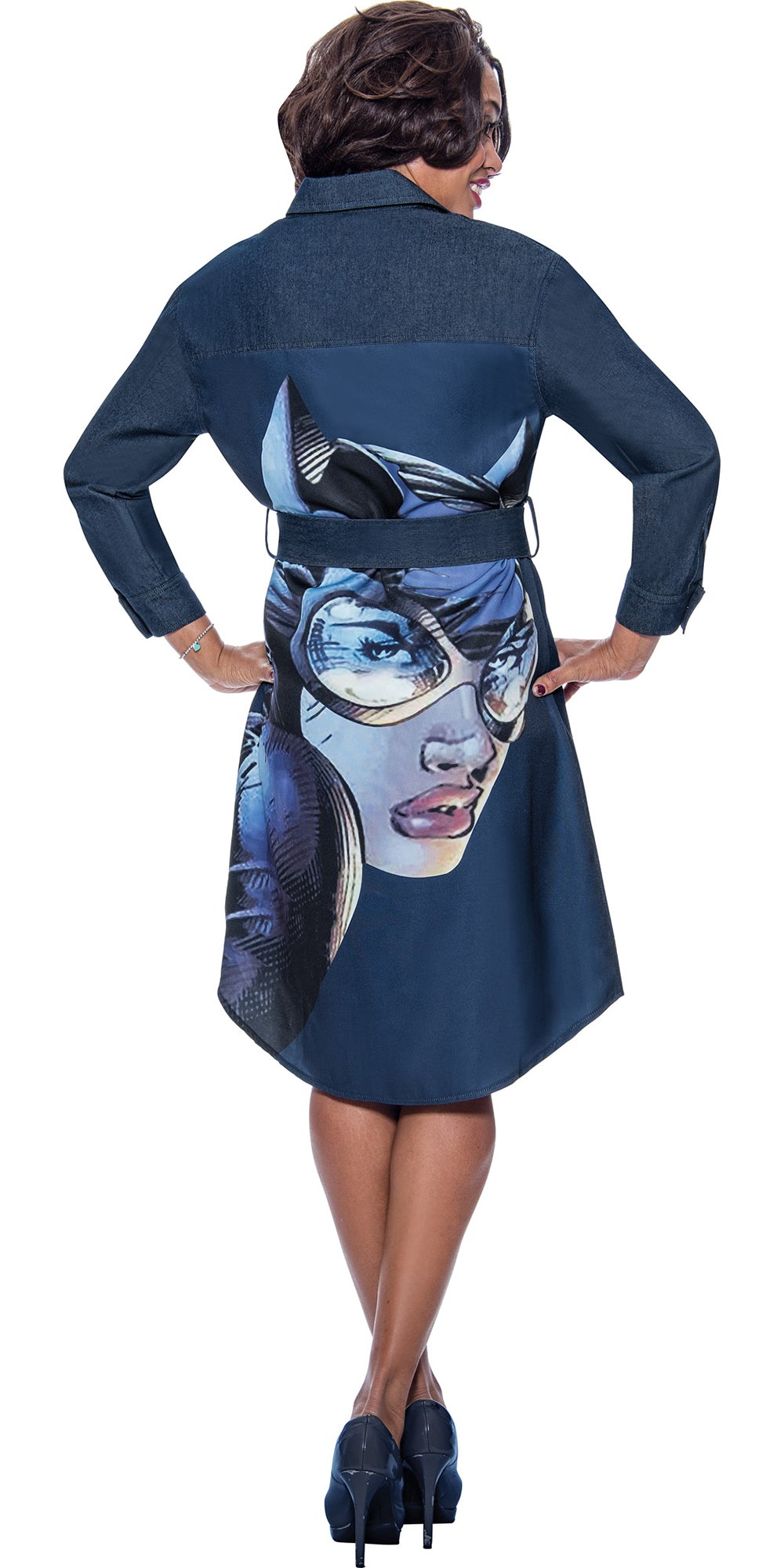 Devine Sport DS63841 - Soft Stretch Denim Dress With Back Graphic Print