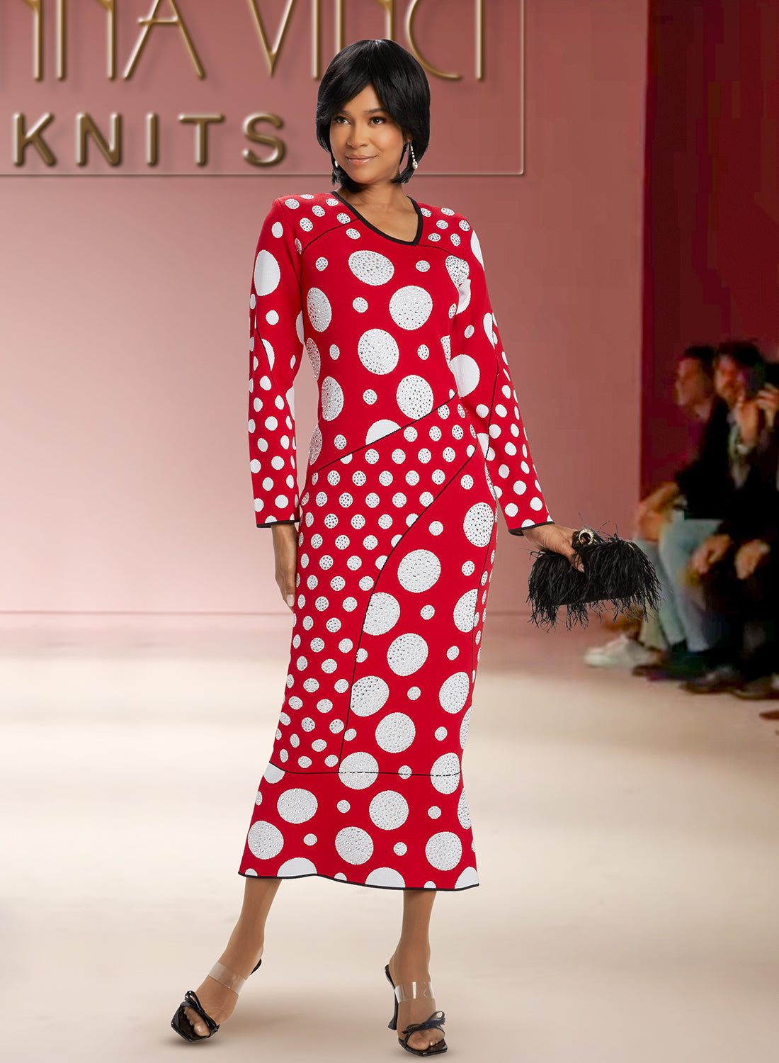 Donna Vinci 13363 - 1 PC Dress with Knitted Jacquard Yarn and Rhinestones