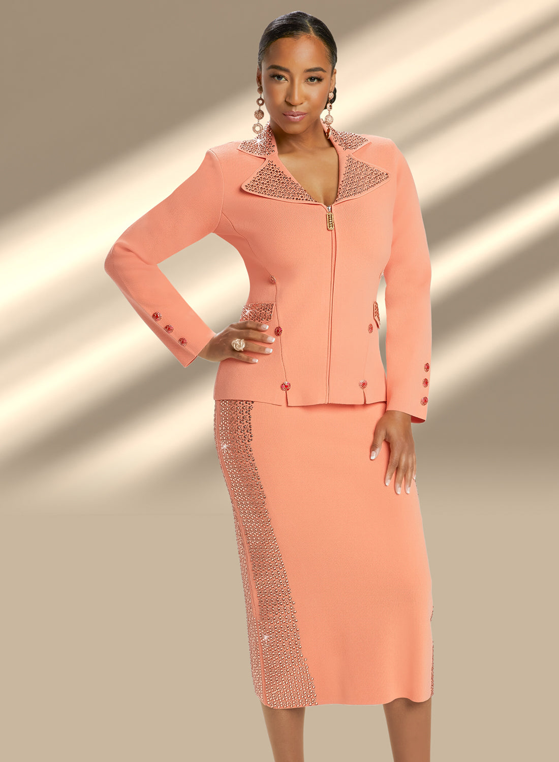 Donna Vinci 13367 - 2 PC Skirt Suit with Exclusive Knitted Yarn and Rhinestones