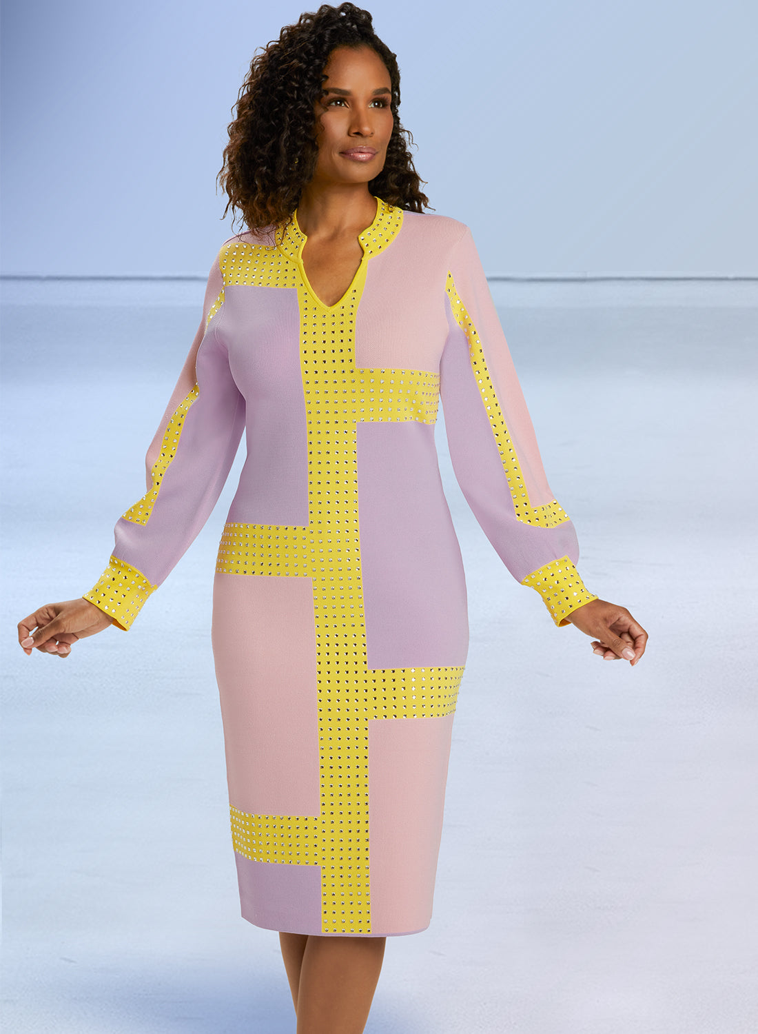 Donna Vinci 13369 - 1 PC Dress with Exclusive Knitted Yarn and Rhinestones