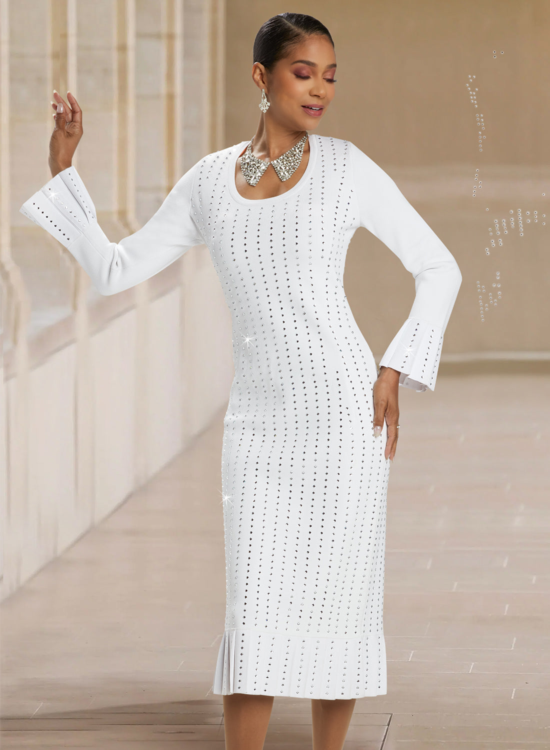 Donna Vinci 13374 - 1 PC Dress with Exclusive Knitted Yarn and Rhinestones
