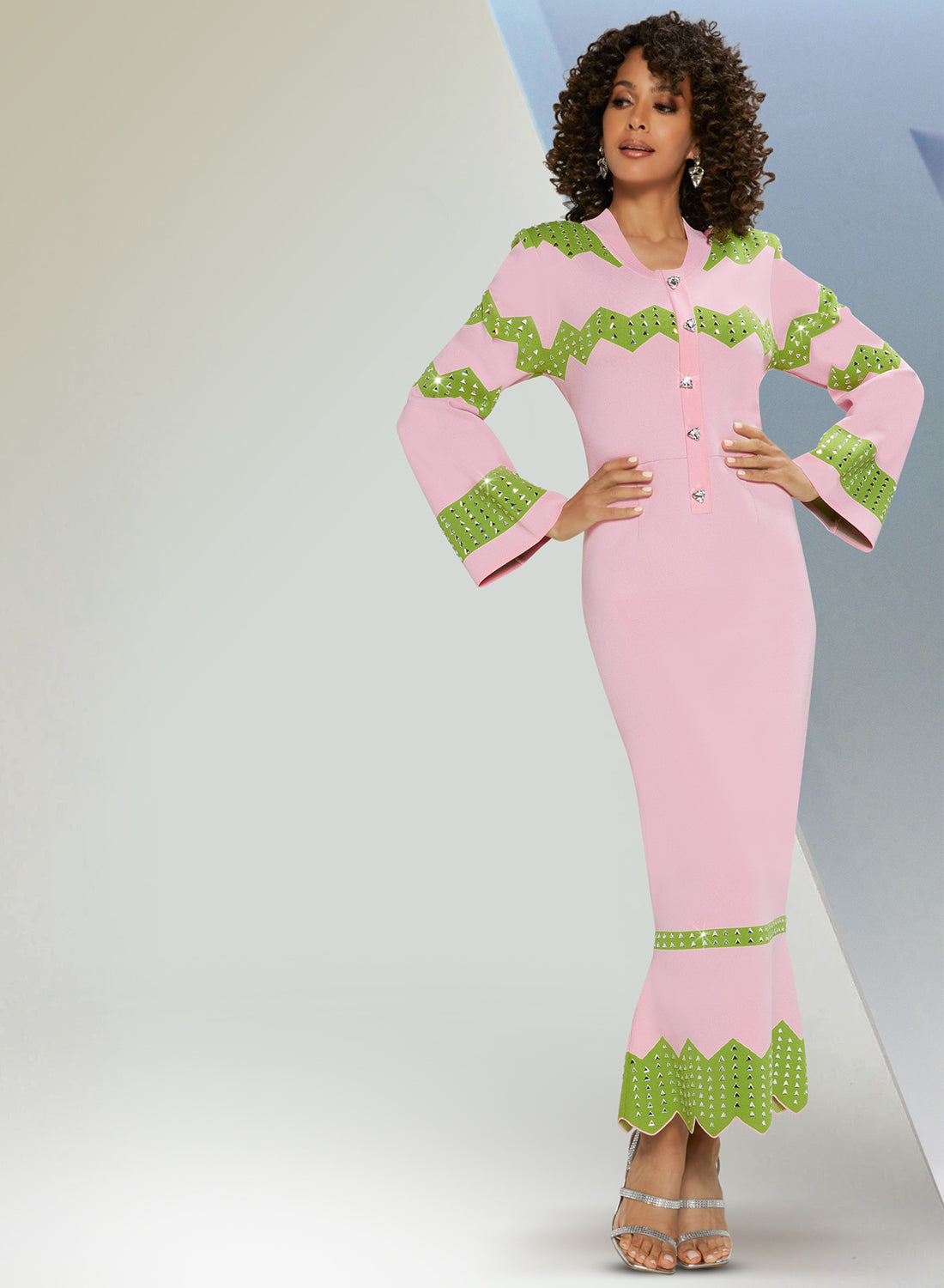 Donna Vinci 13376 - 1 PC Dress with Exclusive Knitted Yarn With Rhinestones