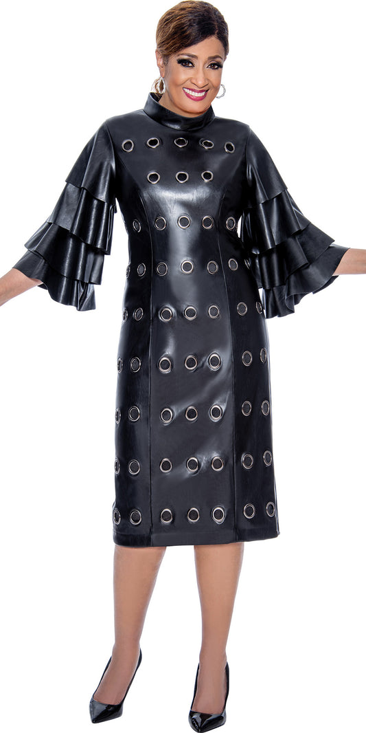 Dorinda Clark Cole - DCC4631 - Black - Leatherette Grommeted Dress