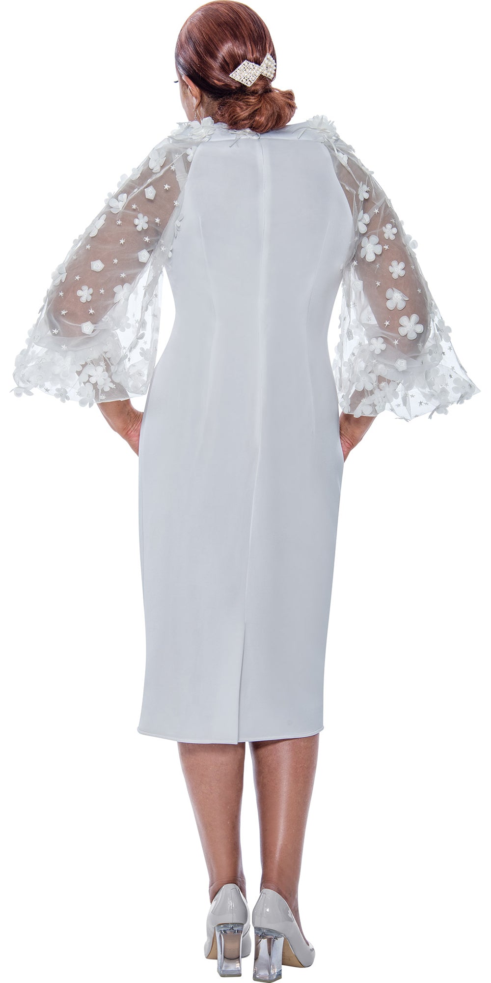 Dorinda Clark Cole - DCC4861 - White Lace Balloon Sleeve Dress
