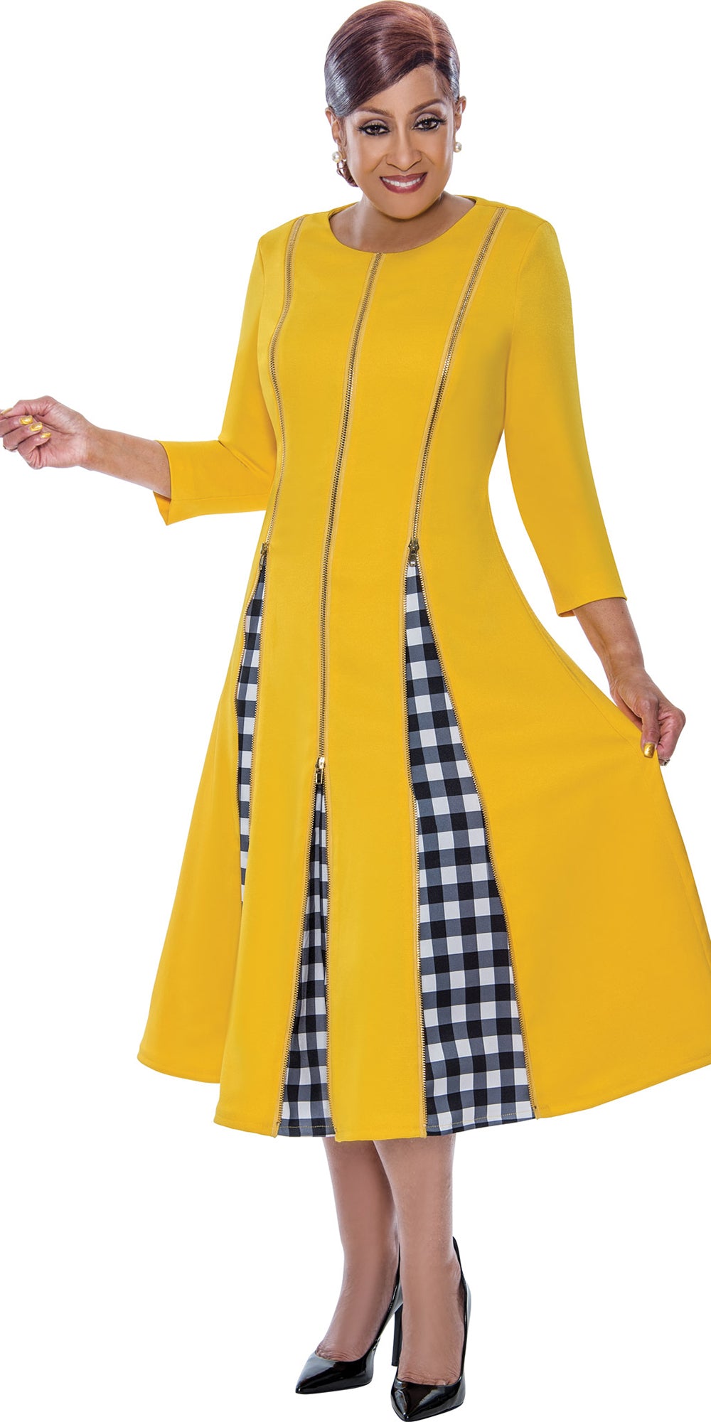 Dorinda Clark Cole - DCC4961 - Zipper Dress with Patterned Panels