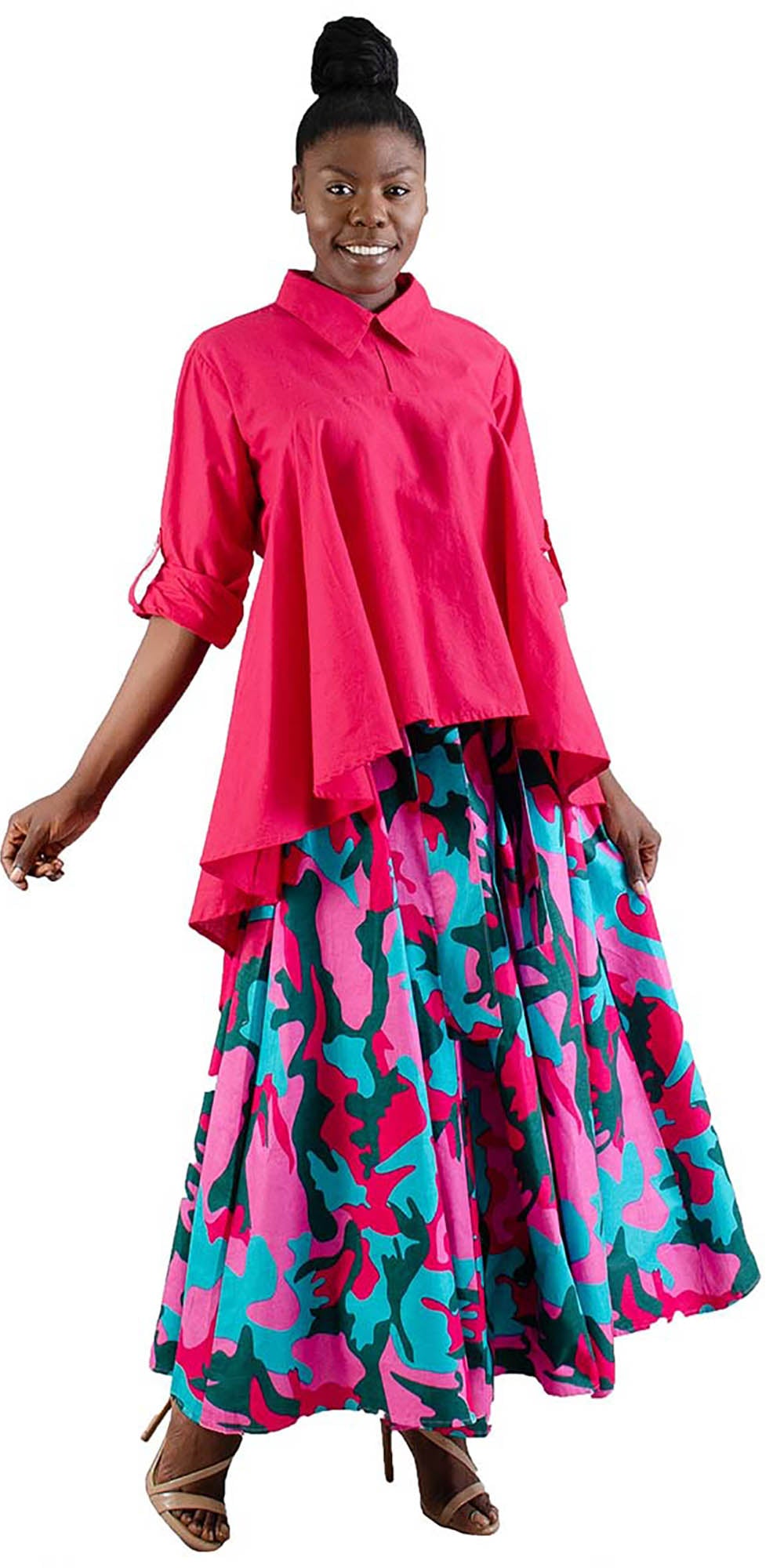 KaraChic KAR-7003CM - Womens Camouflage Print Skirt With Sash