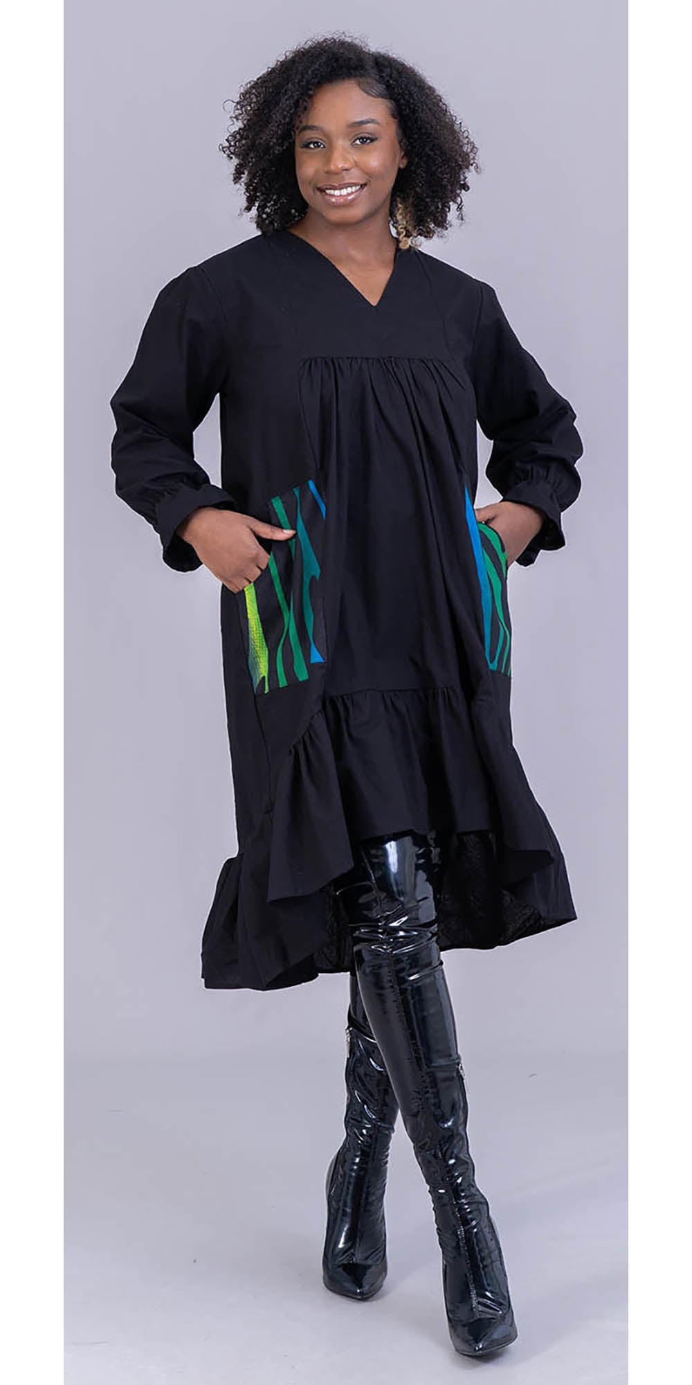 KaraChic 7676S-555 - Print Pockets High-Low Dress