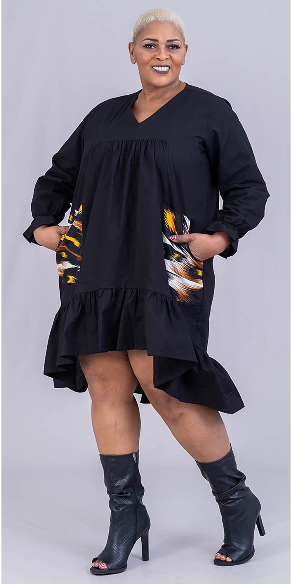 KaraChic 7676S-559 - Print Pockets High-Low Dress