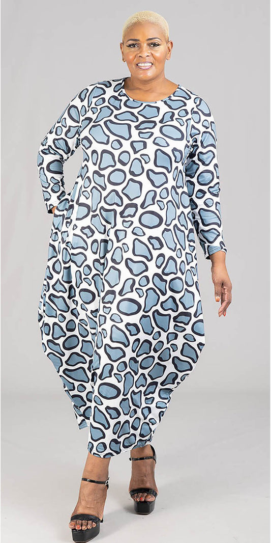 KaraChic CHH21083 - Snow Leopard Print Maxi Dress With Pockets