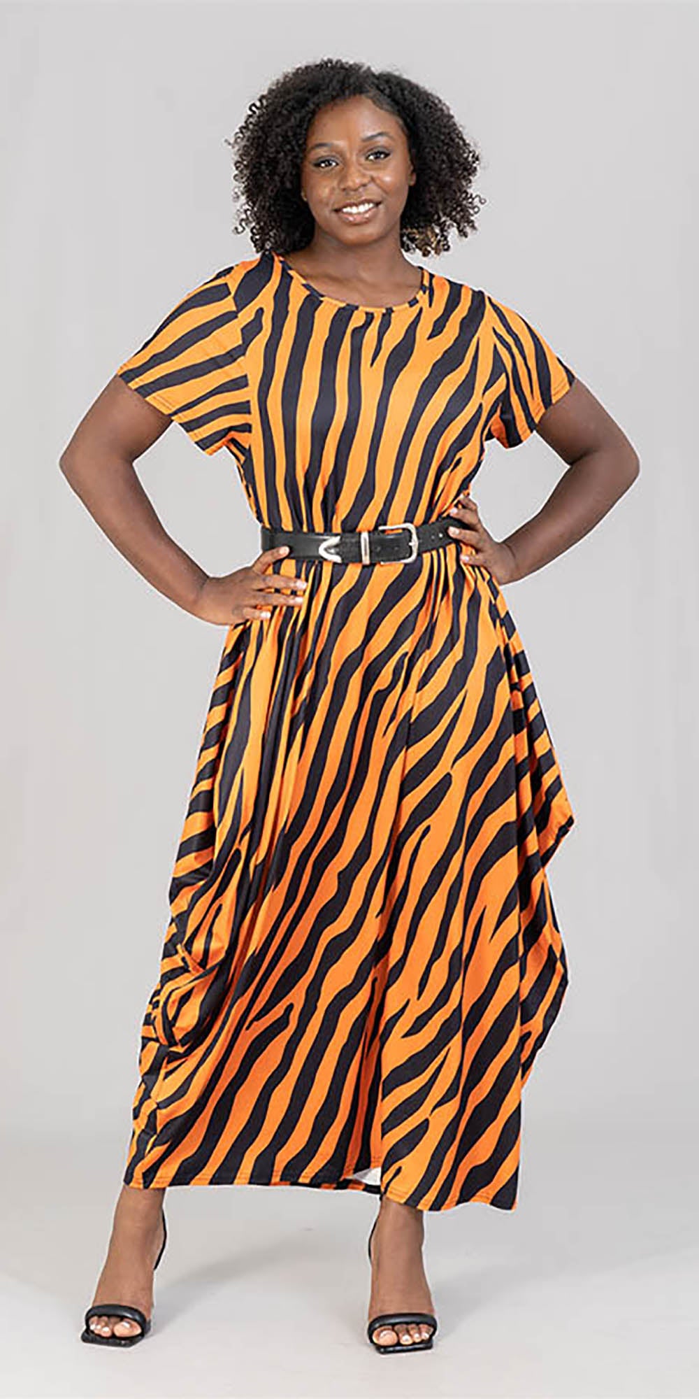 KaraChic CHH22017 - Short Sleeve Knit Print Maxi Dress