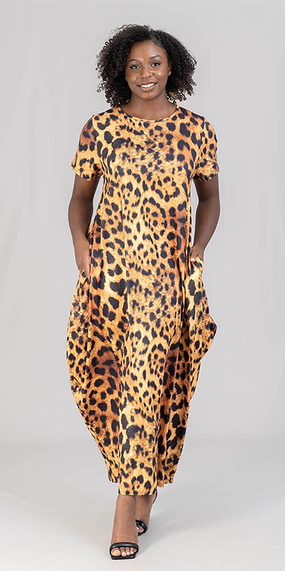 KaraChic CHH22024 - Short Sleeve Knit Print Maxi Dress