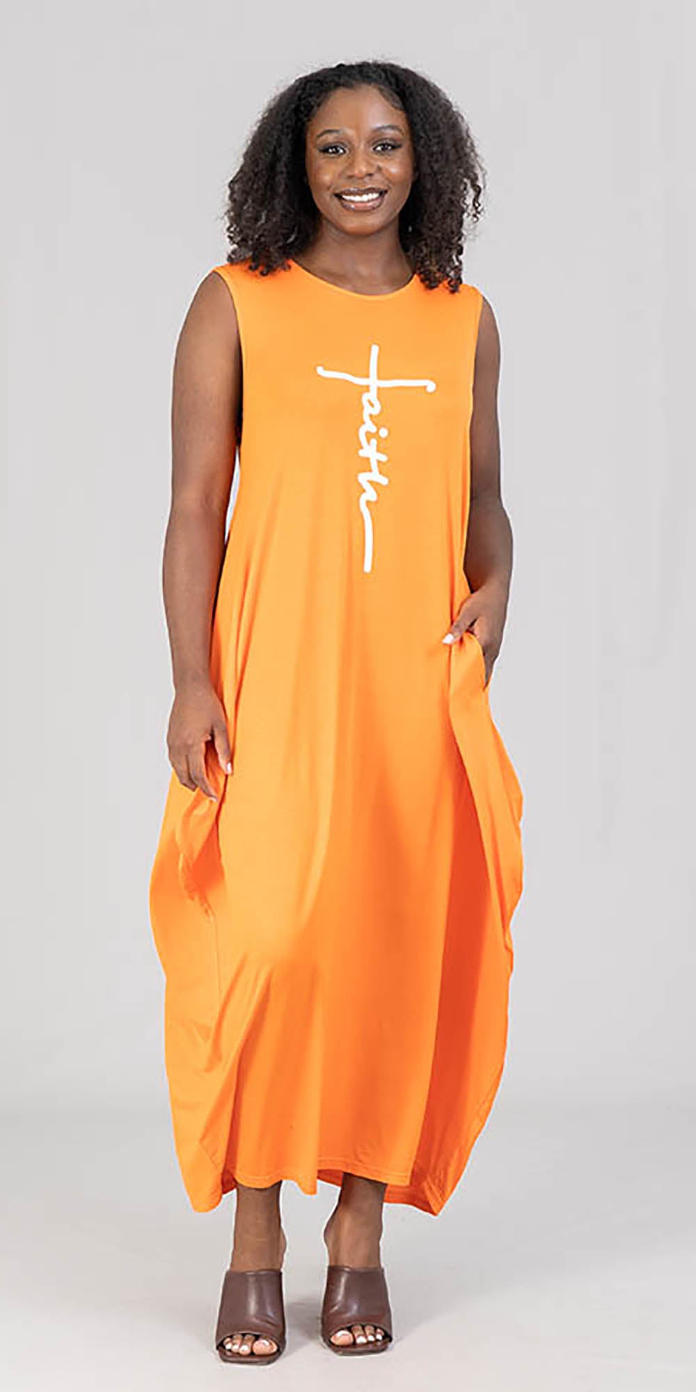 KaraChic CHH22052 - Sleeveless Faith Print Maxi Dress