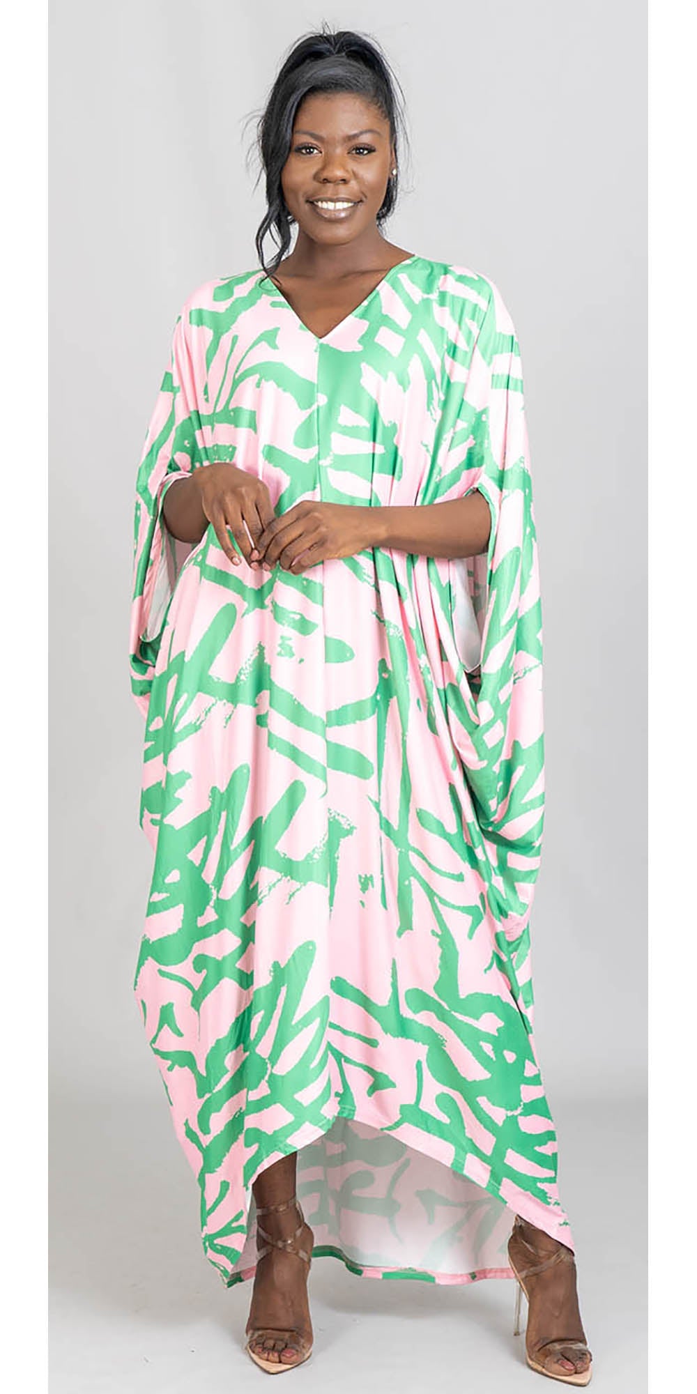 KaraChic - CHH22144 - Print Knit Kaftan Dress
