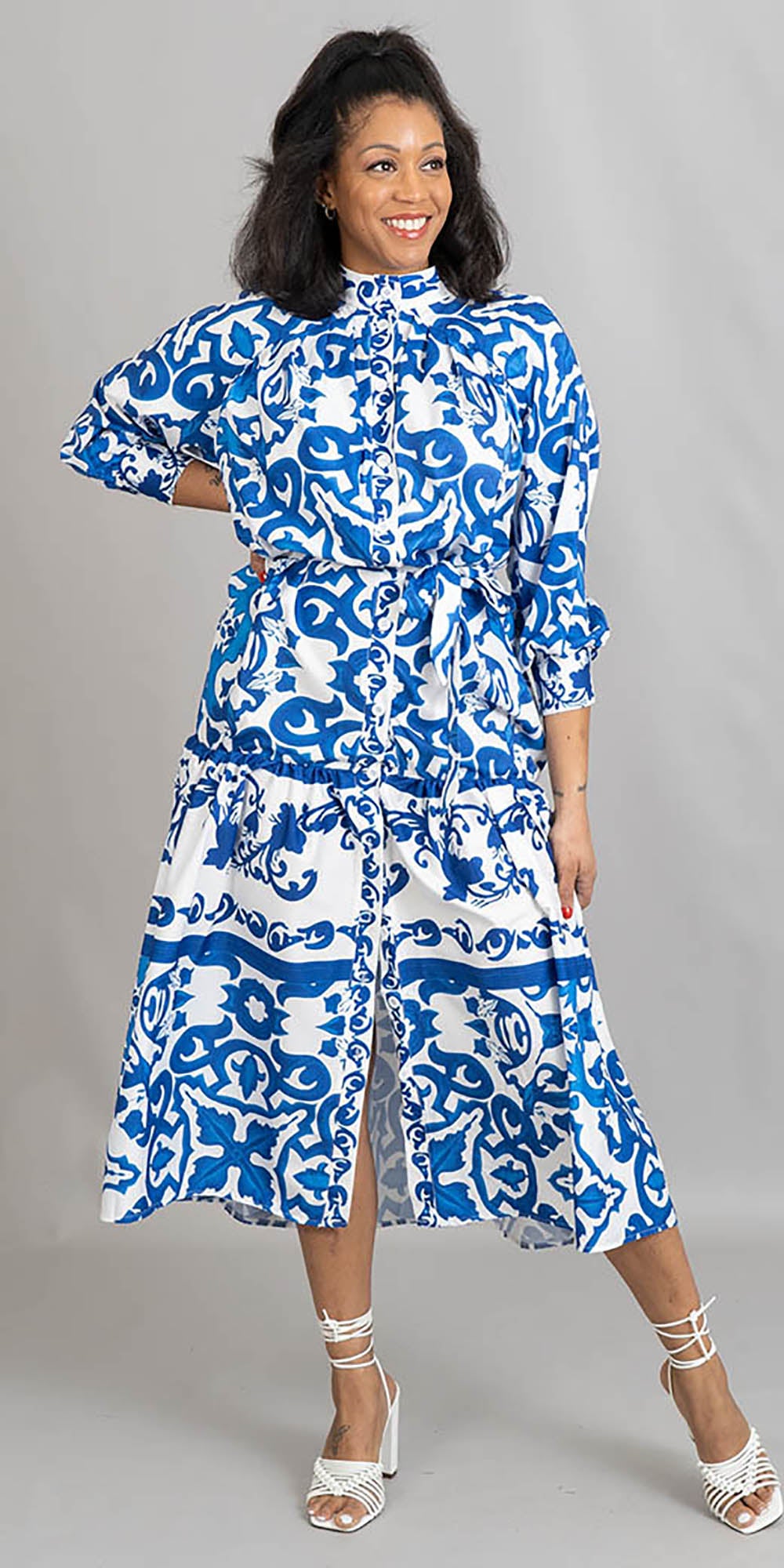 KaraChic - CHH22154 - Print Button Front Dress