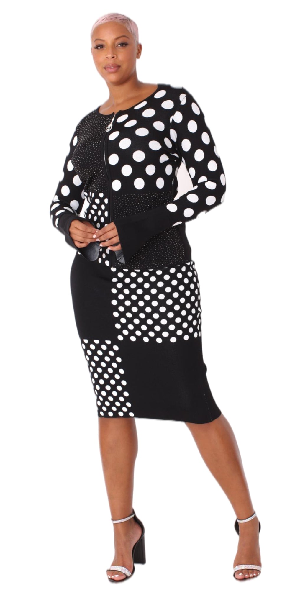 Polka dot knit outlet skirt