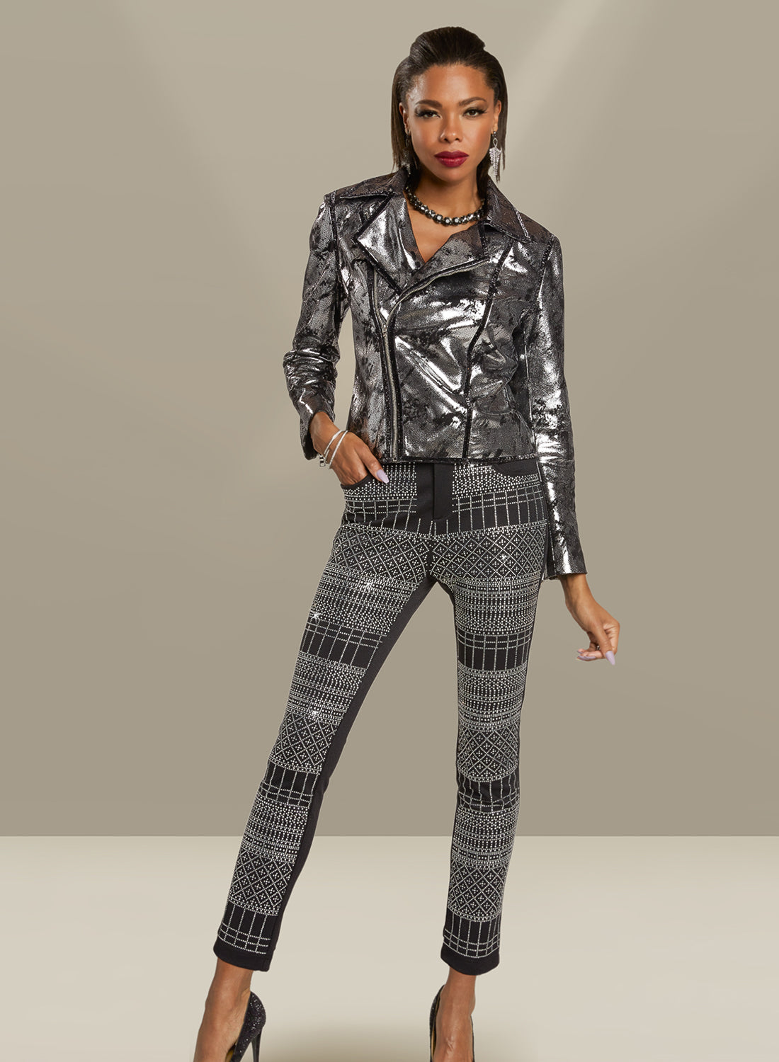 Love The Queen 17435J - Novelty Fabric Jacket with Zipper and Pockets