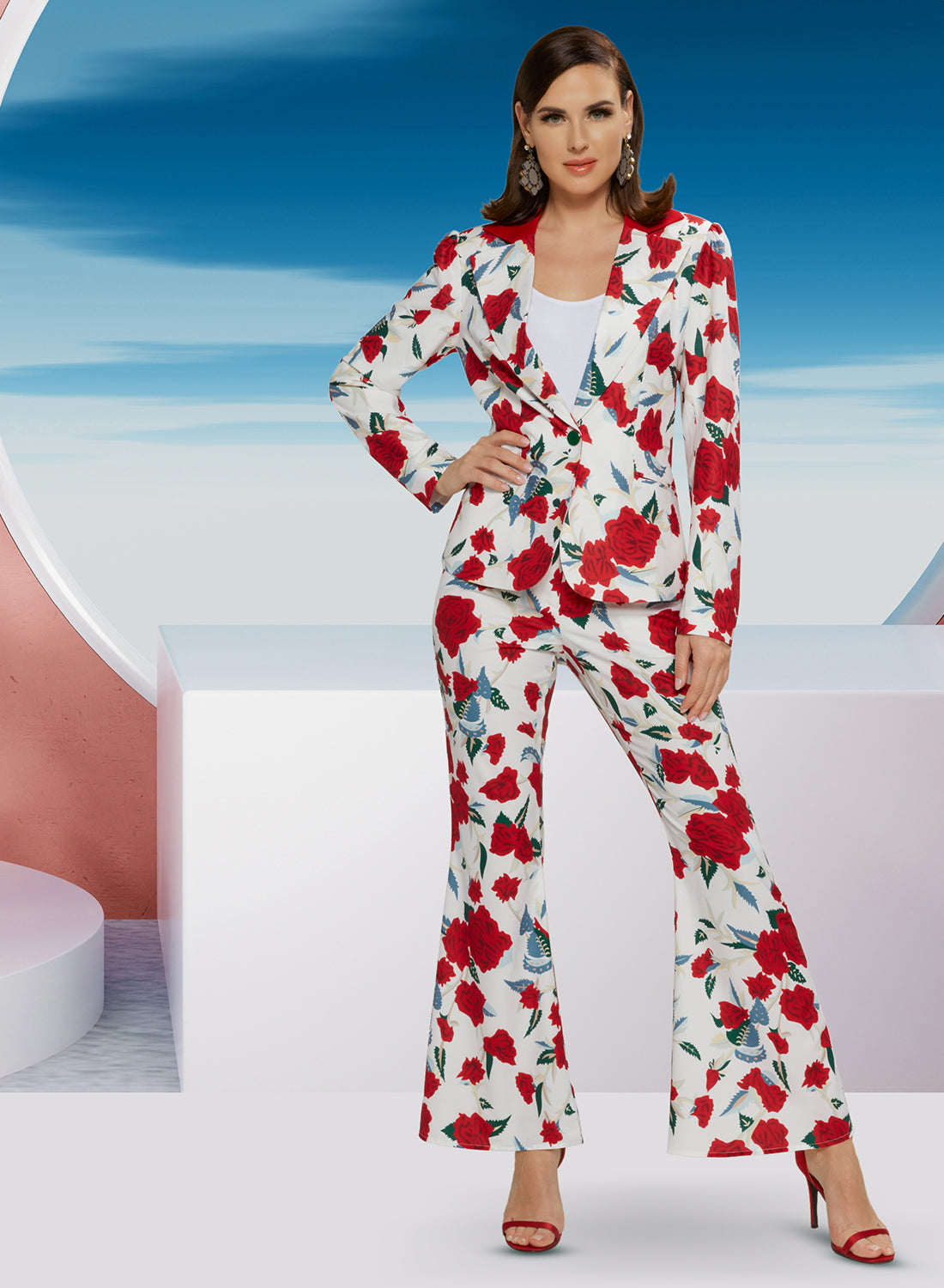 Love The Queen 17462-J - Floral Print Jacket With Stretch Novelty Fabric