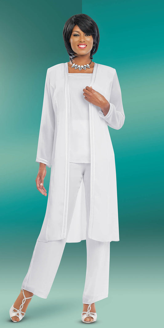 Misty Lane 13062-White - Three Piece Womens Pant Suit