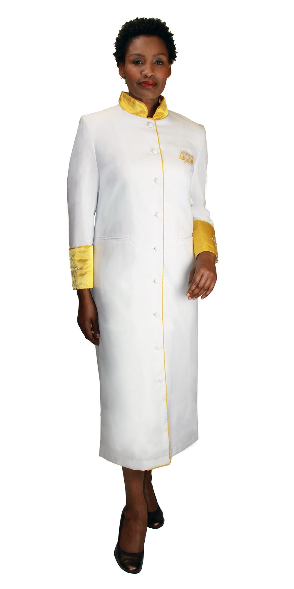 Regal Robes RR-9001 White Gold Church Robe