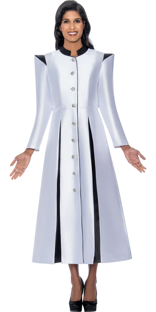 Regal Robes RR9131-White Black Church Robe With Contrast Pleats