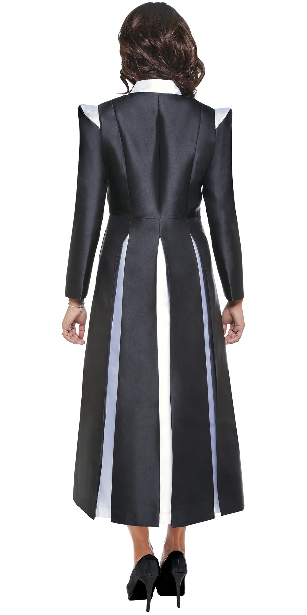Regal Robes RR9131-Black White Church Robe With Contrast Pleats
