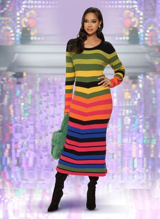 LTQ Knits - 17513 - Stripe Print Knit Dress