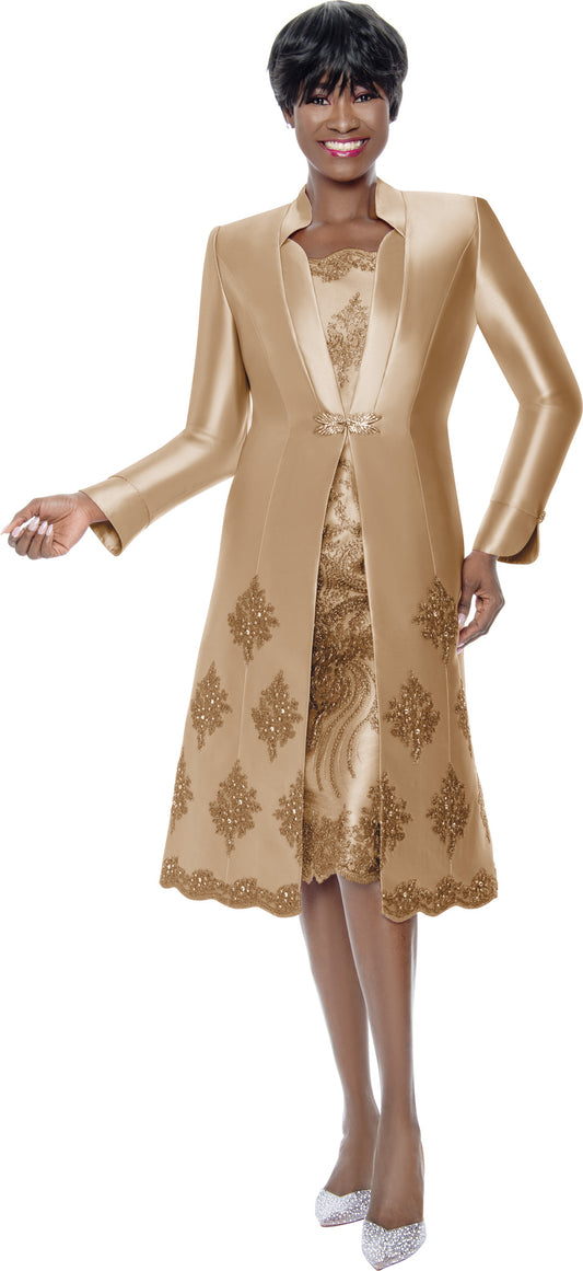 Susanna 3038 - Gold - Long Jacket Dress