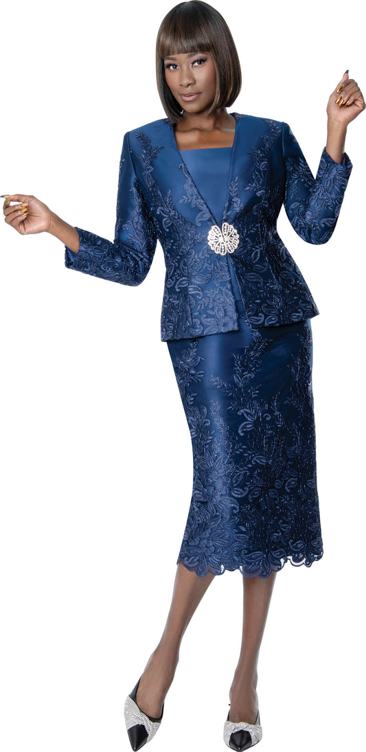 Susanna 3975 - Navy - 3 pc Skirt Suit