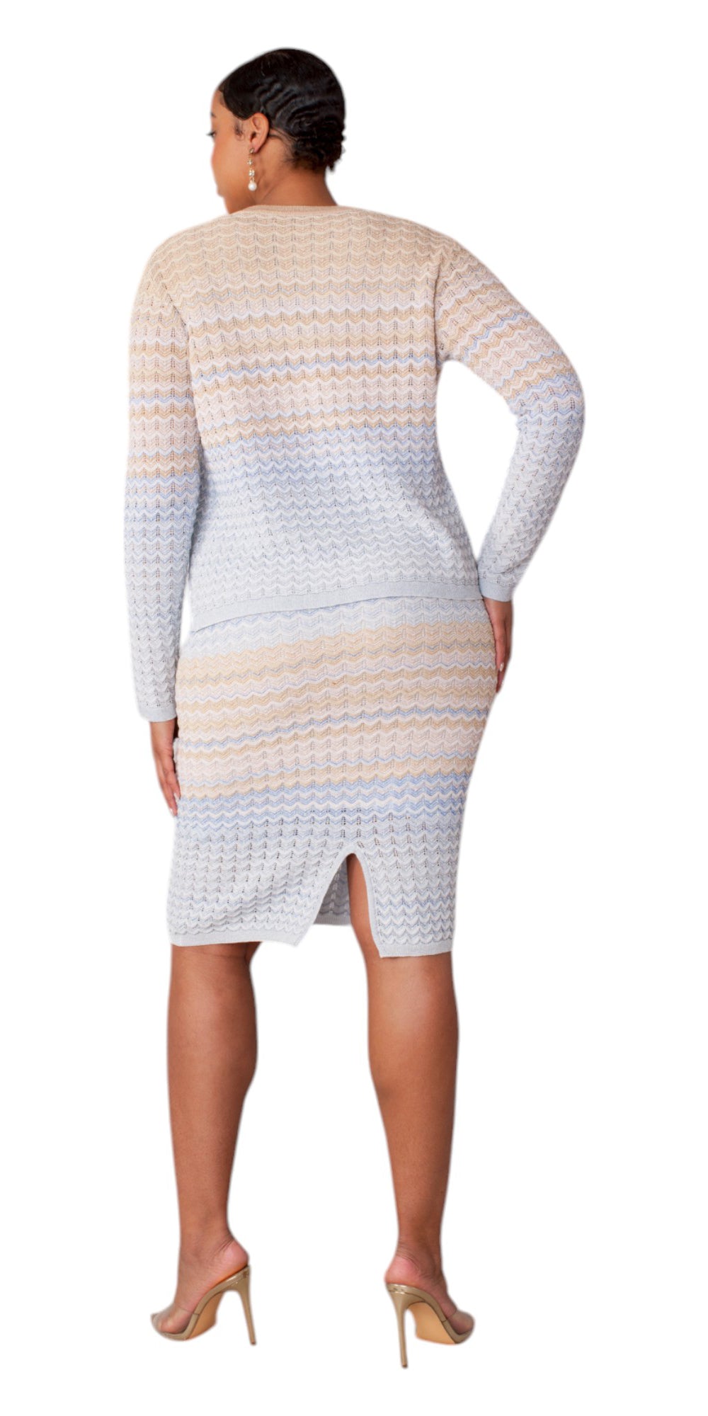 Kayla Knits 51005 - Multi - Wave Pattern Jaket and Dress Set