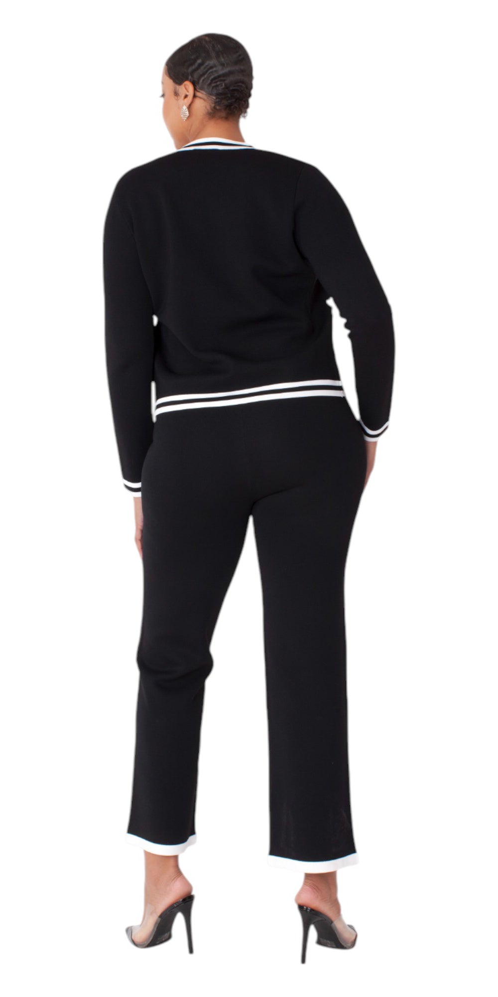 Kayla Knits 51008 - Black - Elegant Textured Knit Pant Set