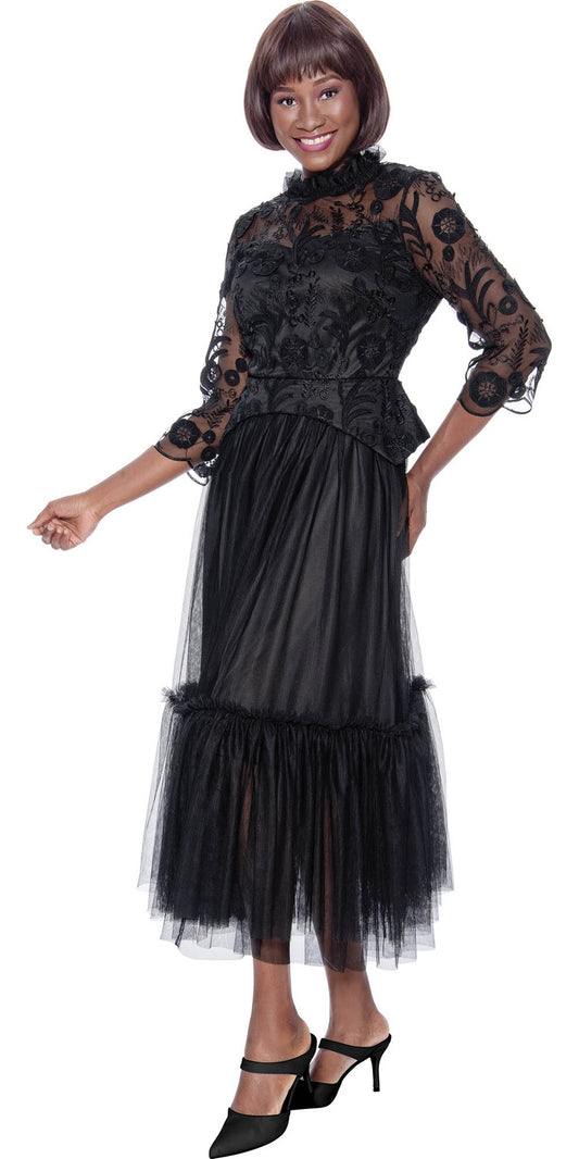 Terramina 7146 - Black - Sheer Overlay Lace Dress