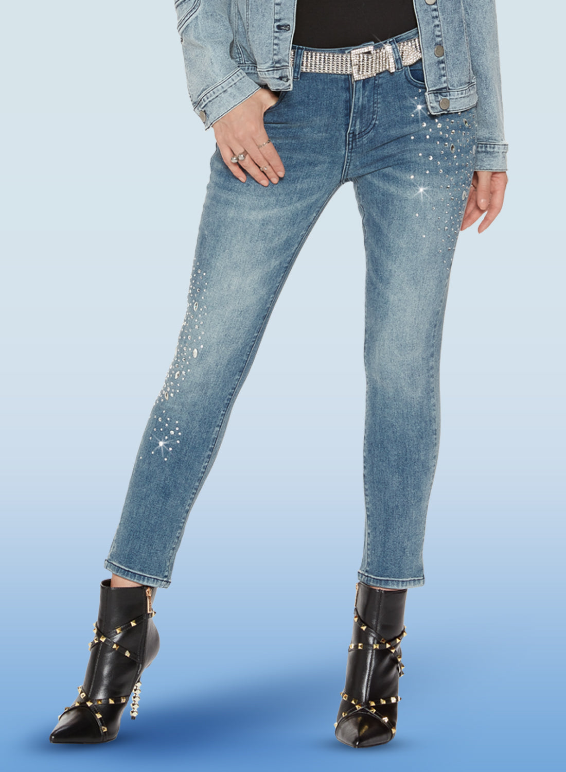 DV Jeans - 8477P - Blue - Stretch Denim Embellished Pant