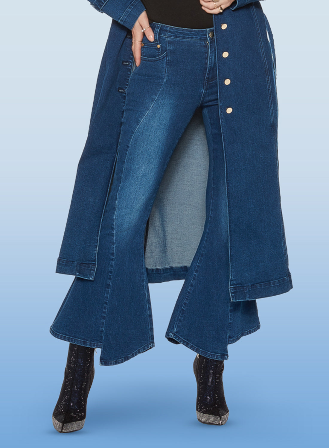 DV Jeans - 8479P - Dark Blue - Stretch Denim Pant with Asymmetric Bell Cuffs