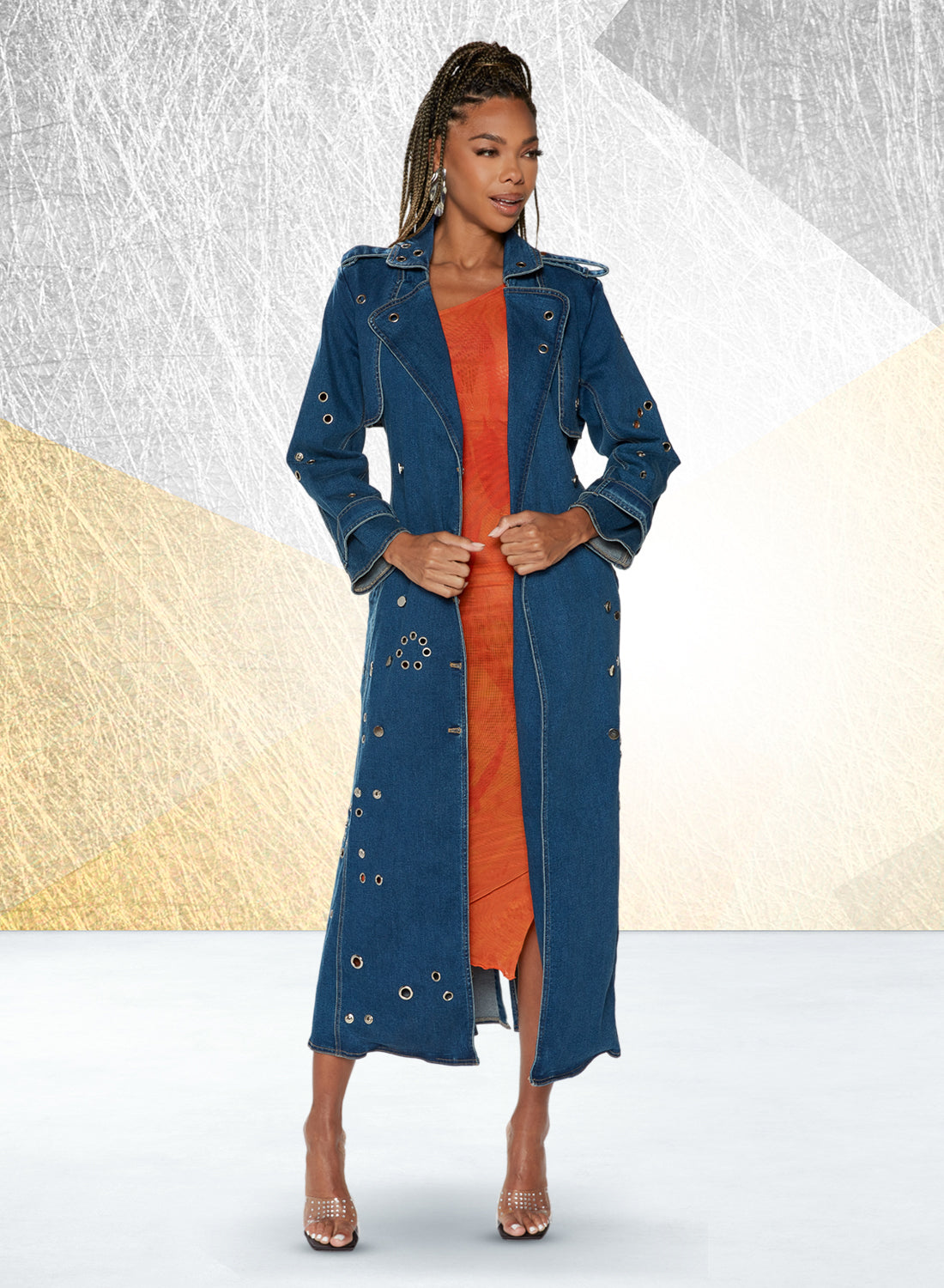 DV Jeans 8491 - Blue - Denim Grommet Coat Dress
