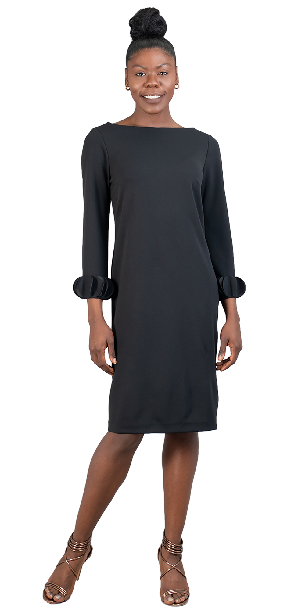 Allen Kay 785805 - Black - Long Sleeve Petal Cuff Dress