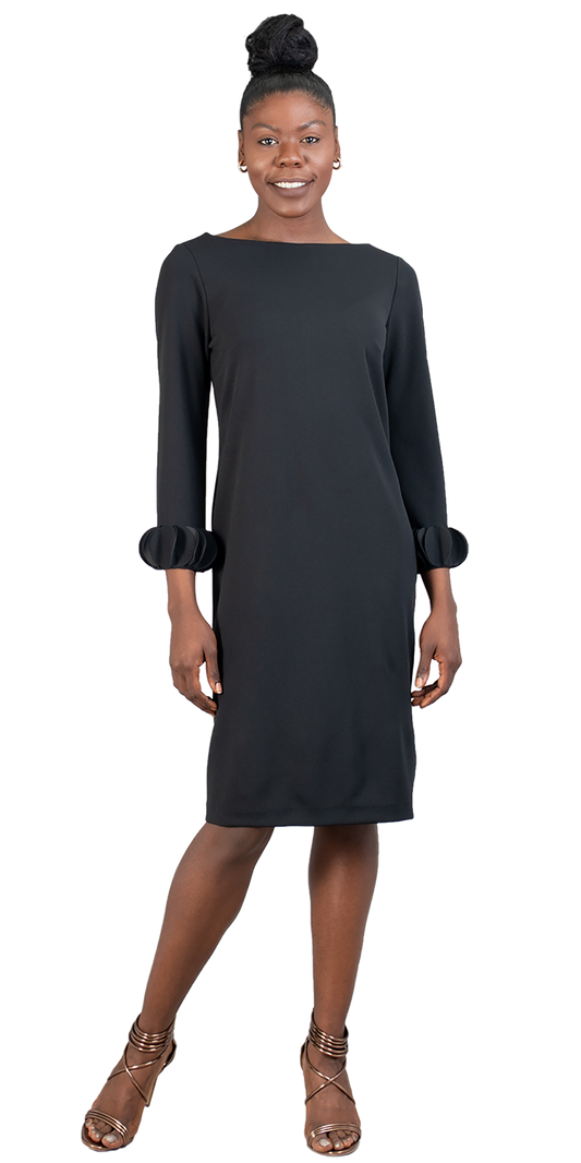 Allen Kay 785805 - Black - Long Sleeve Petal Cuff Dress