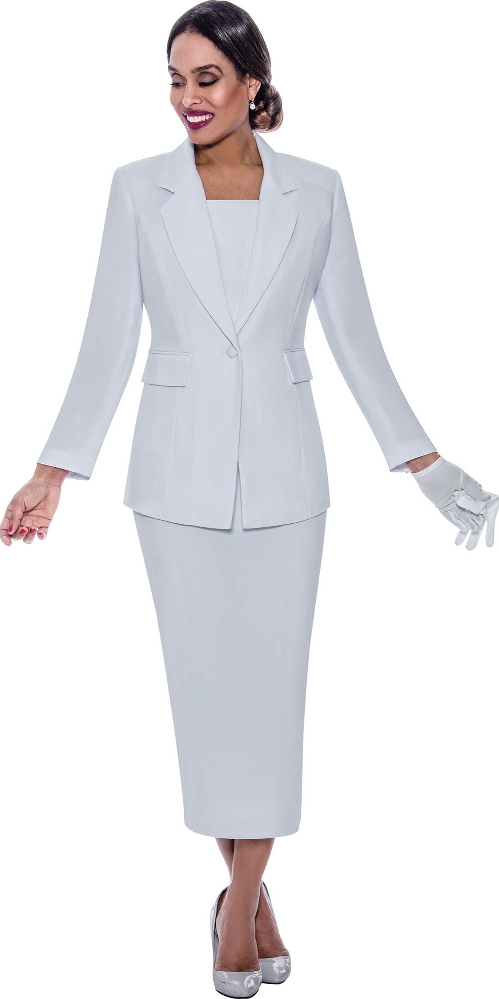 Ben Marc 2295-White - Two Piece Notch Lapel Womens Suit