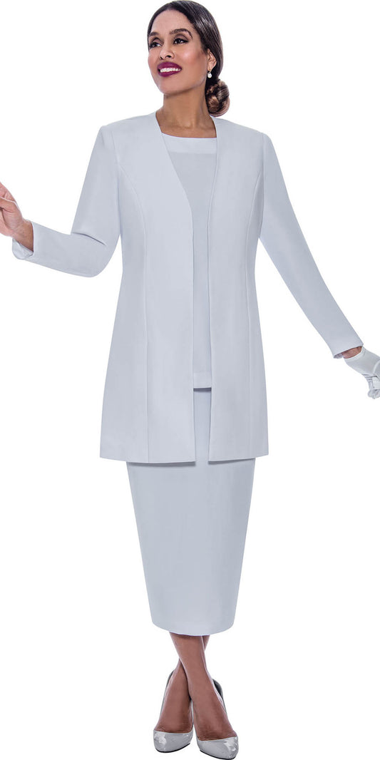Ben Marc 2296-White - Ladies Suit With Vented Jacket
