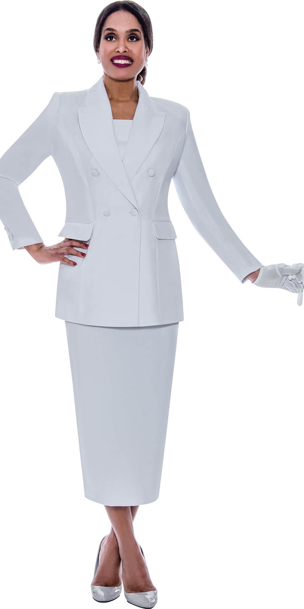 Ben Marc 2298-White - Womens Double Breasted Suit