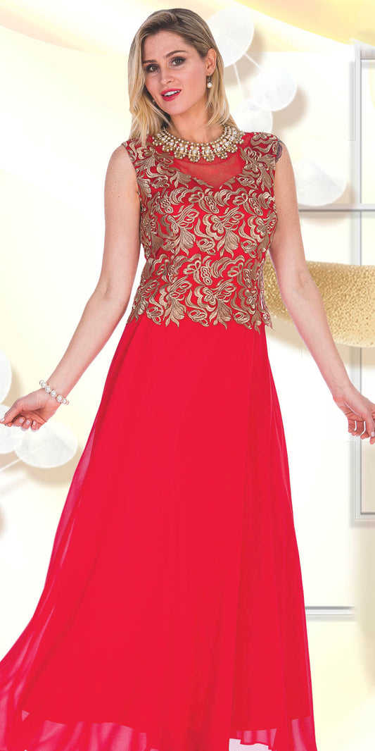 Champagne Elite - 5259 - Red Gold - Lace Bodice Dress