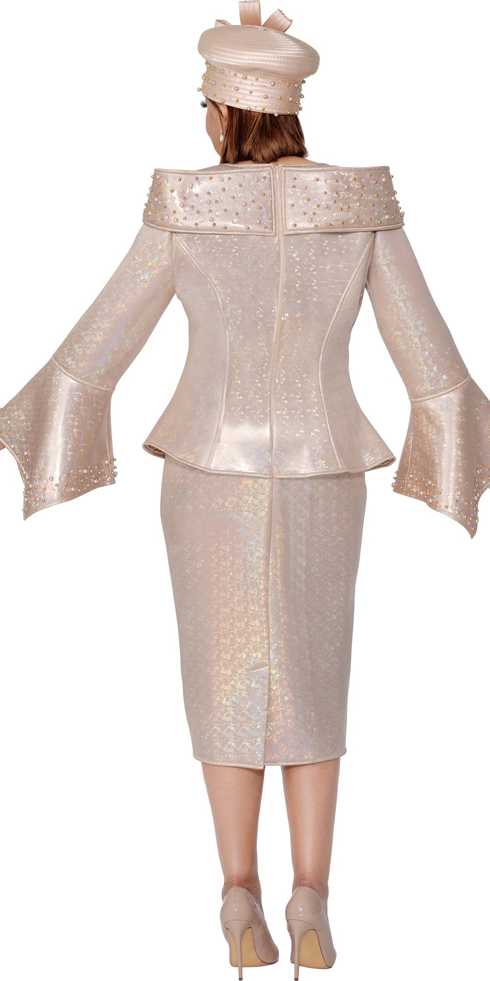 Dorinda Clark Cole 309791 - Champagne - Asymmetrical Suba Skirt Suit