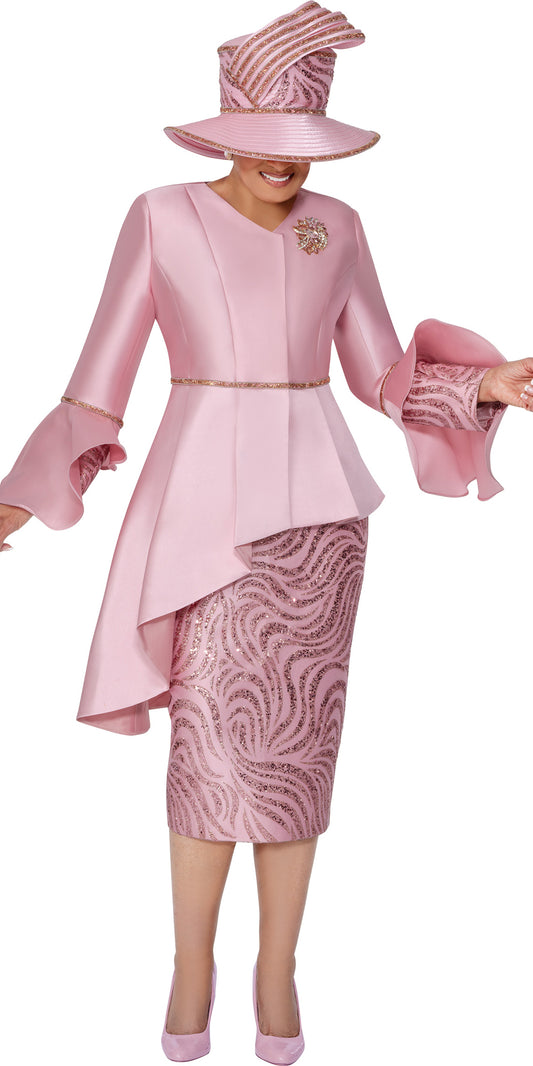 Dorinda Clark Cole 309832 - Dusty Rose - Asymmetrical Jacket Skirt Suit