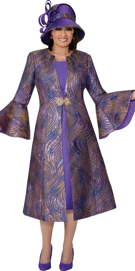 Dorinda Clark Cole 309902 - Multi Purple - Jacquard Jacket with Dress
