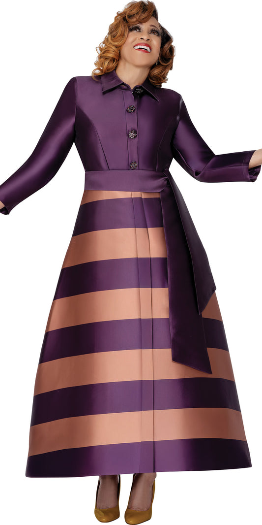 Dorinda Clark Cole 309971 - Purple Champagne - Stripe Twill Dress
