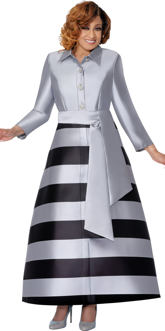 Dorinda Clark Cole 309971 - Silver Black - Stripe Twill Dress