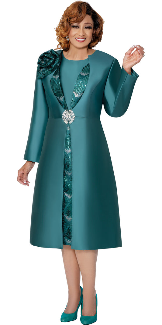 Dorinda Clark Cole 309982 - Green - Sequin Twill Jacket Dress