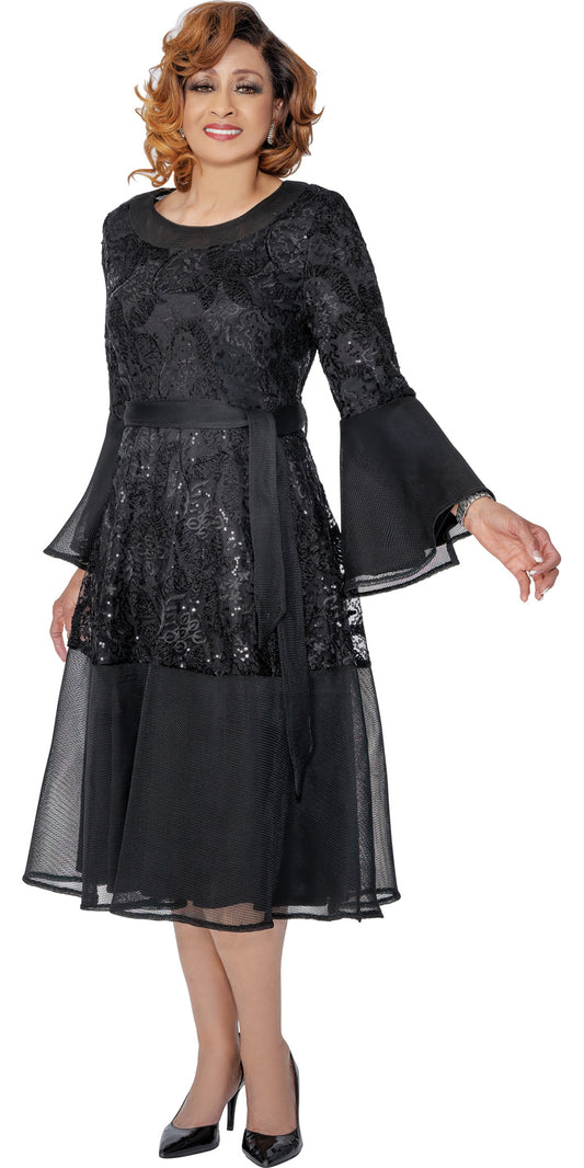 Dorinda Clark Cole 309991 - Black - Mesh Novelty Dress
