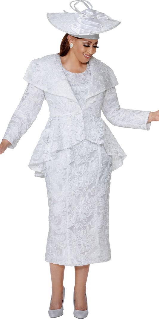 Dorinda Clark Cole 310052 - White - Lace Soutche Jacket Dress