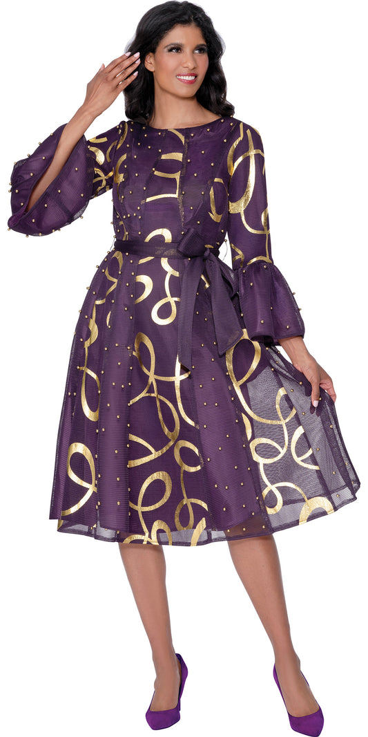 Dresses By Nubiano 100541 - Purple Gold - Mesh Dress