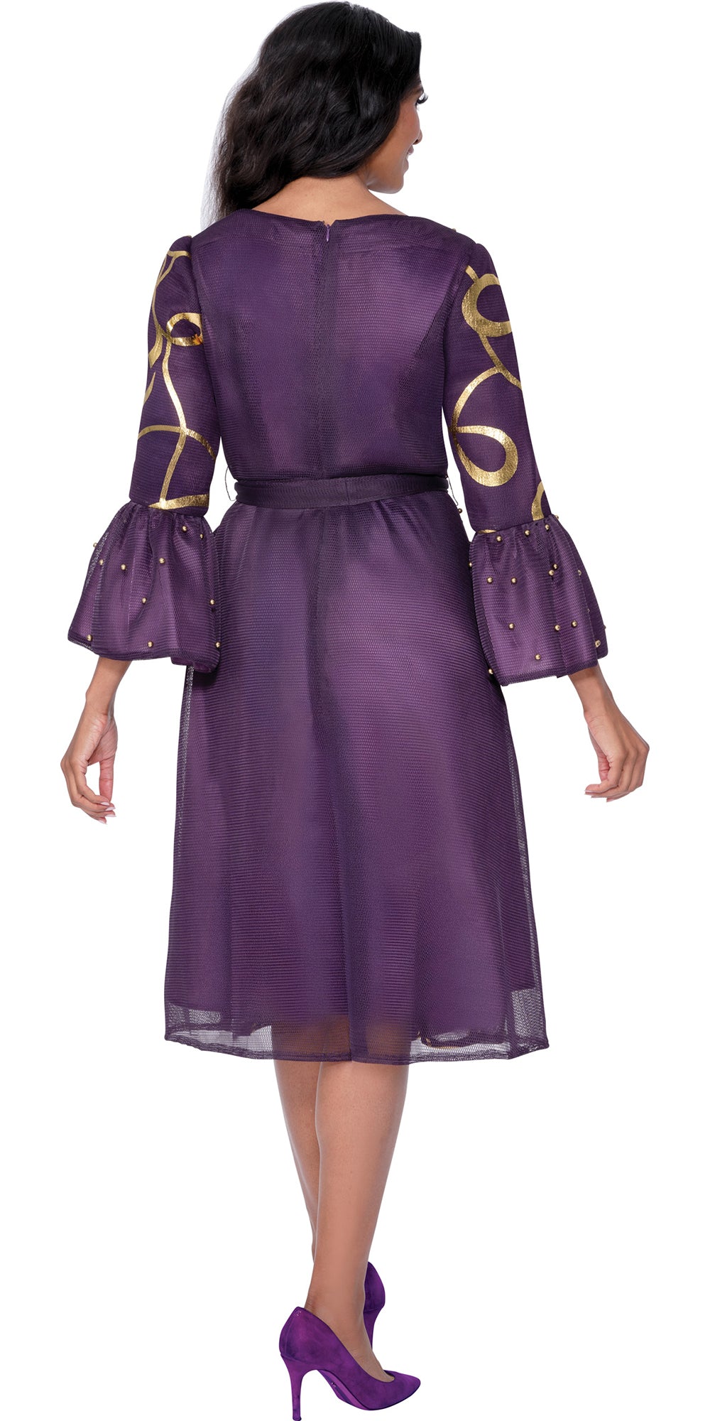Dresses By Nubiano 100541 - Purple Gold - Mesh Dress